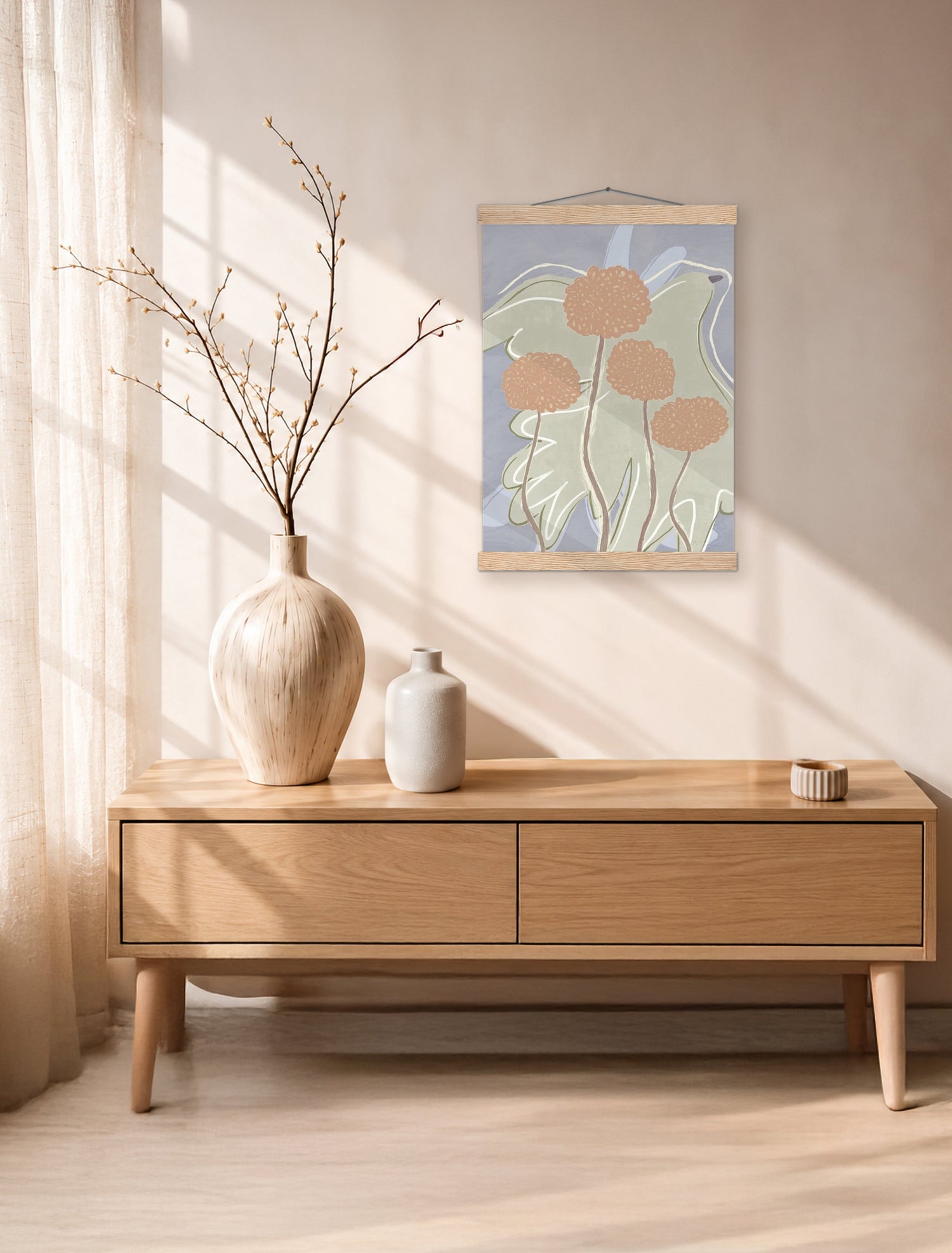 Abstract Scandinavian wall art inspired by organic root forms by Norwegian artist Making Sense