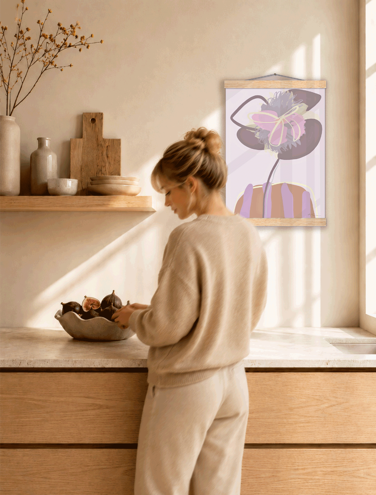 Roots Art Print no. 04 shown in different calm Scandinavian interiors