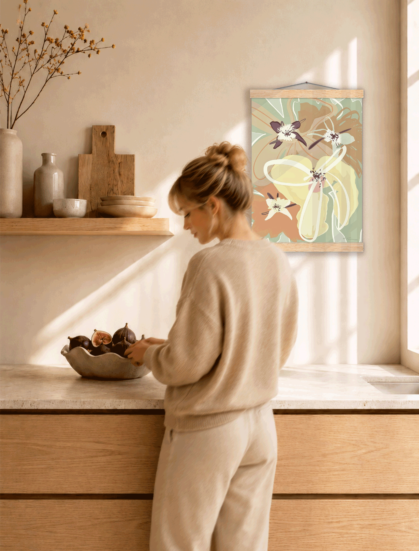 Roots Art Print no. 06 shown in different calm Scandinavian interiors