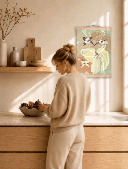 Roots Art Print no. 06 shown in different calm Scandinavian interiors