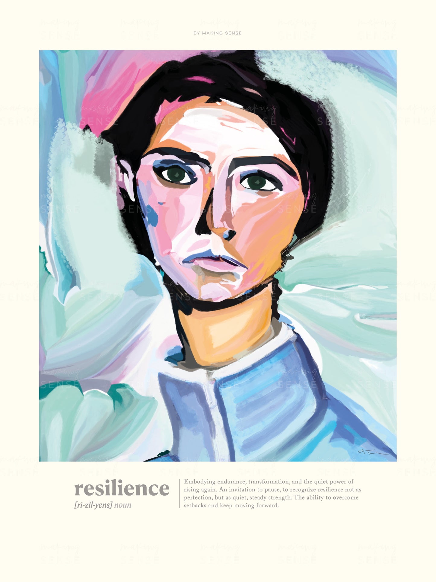 Resilience - abstract wall art by Norwegian artist Making Sense, modern Scandinavian artwork inspired by strength and inner balance